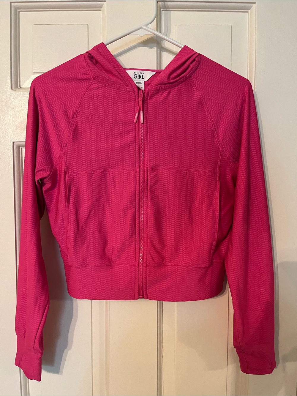 Athleta Hot Pink Hooded Zip-Up Bomber Jacket
